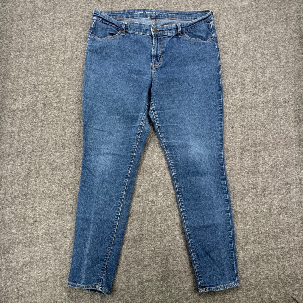 Old Navy Super Skinny Mid Rise Medium Wash Blue Denim Jeans Womens 14 Regular